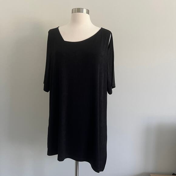 Chico's Travelers Asymmetrical Cut Out Tunic Black Chico's 3 16/18 - Picture 1 of 12